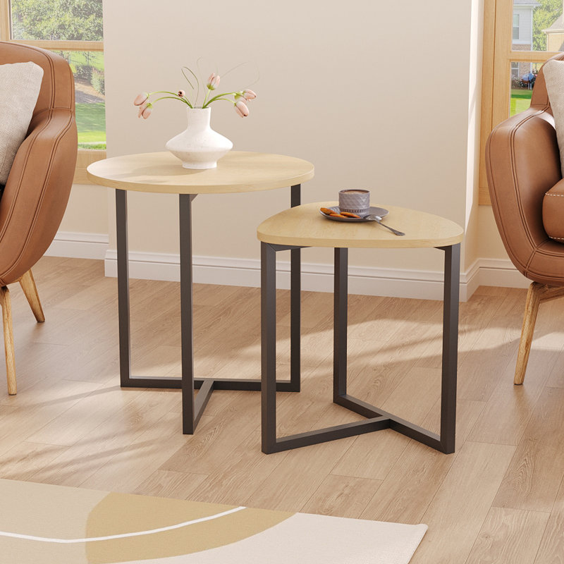2pcs Metal Frame Nesting Tables Coffee Tables