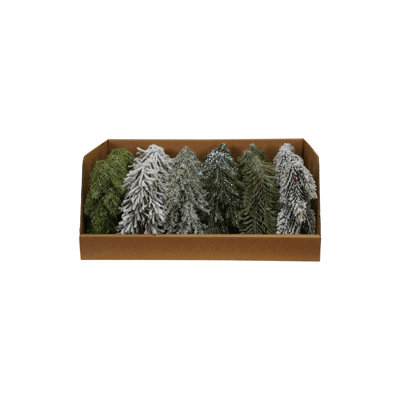 Faux Evergreen Trees With Natural Wood Slice Bases