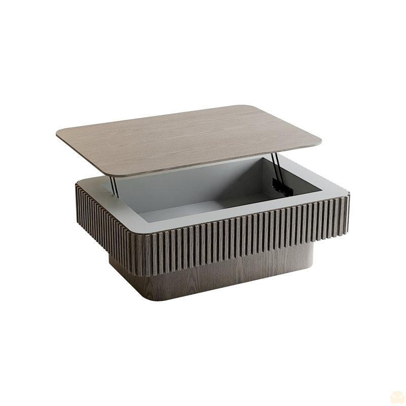 38.6'' Fluted Lift-Top Coffee Table Solid Wood Veneered Modern Coffee Table Accent Tea Table With Storage And Adjustable Height