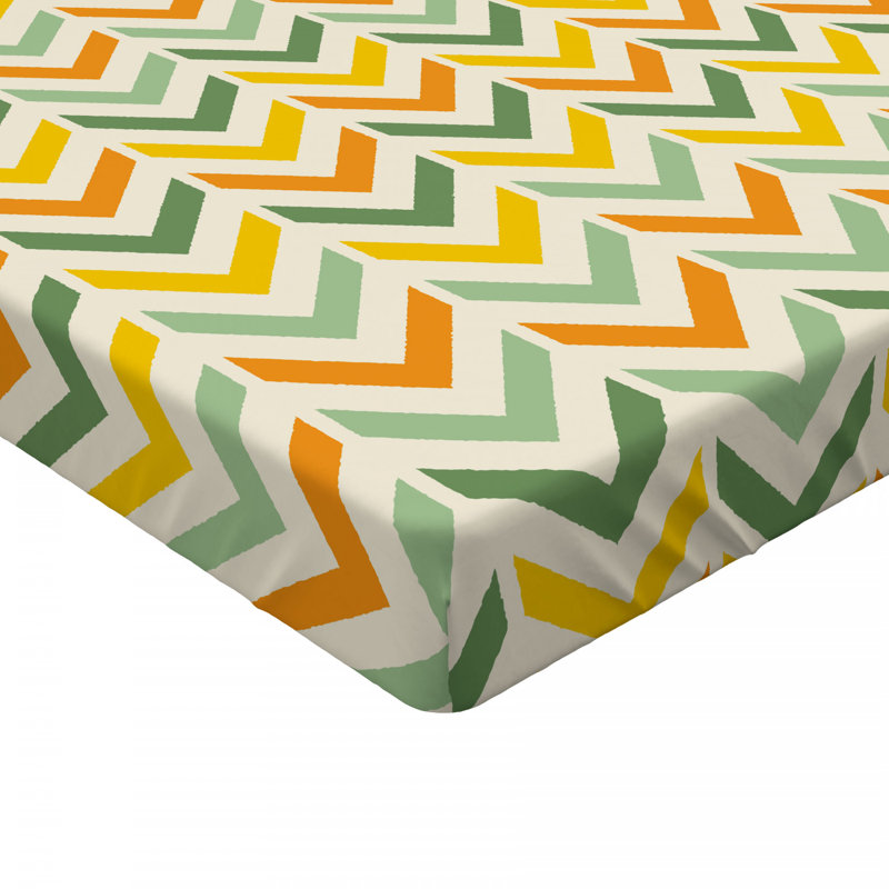 Microfiber Chevron Fitted Sheet, Yellow Chevron, Full Fitted Sheet