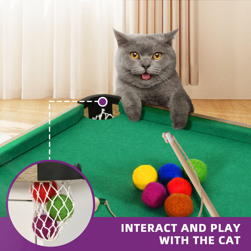 White Wooden Cat Litter Box Enclosure with Mini Pool Table