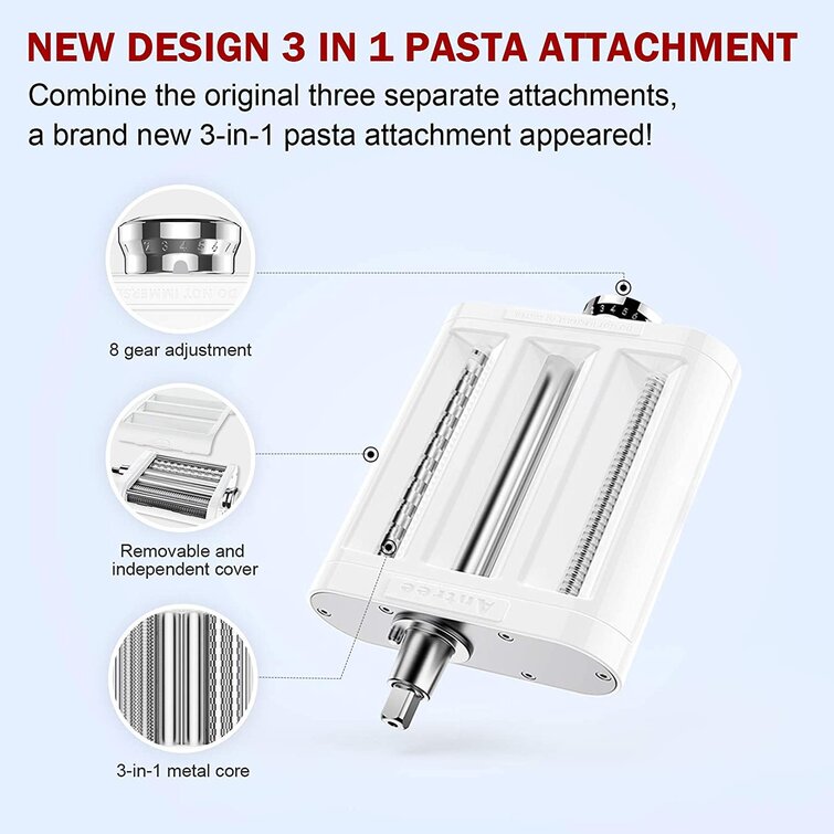 ANTREE 3-IN-1 Pasta Attachment & Ravioli Attachment for KitchenAid