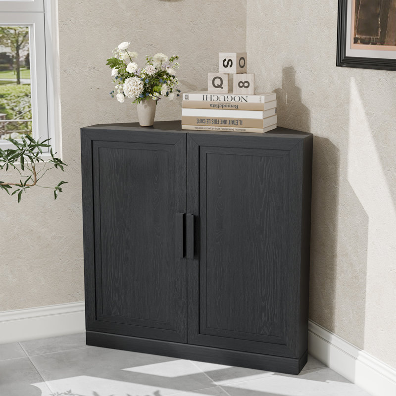 31" H X 31" L Modern 2-Door Corner Accent Cabinet Sideboard Wine Cabinet with Adjustable Shelves for Living Room Bedroom