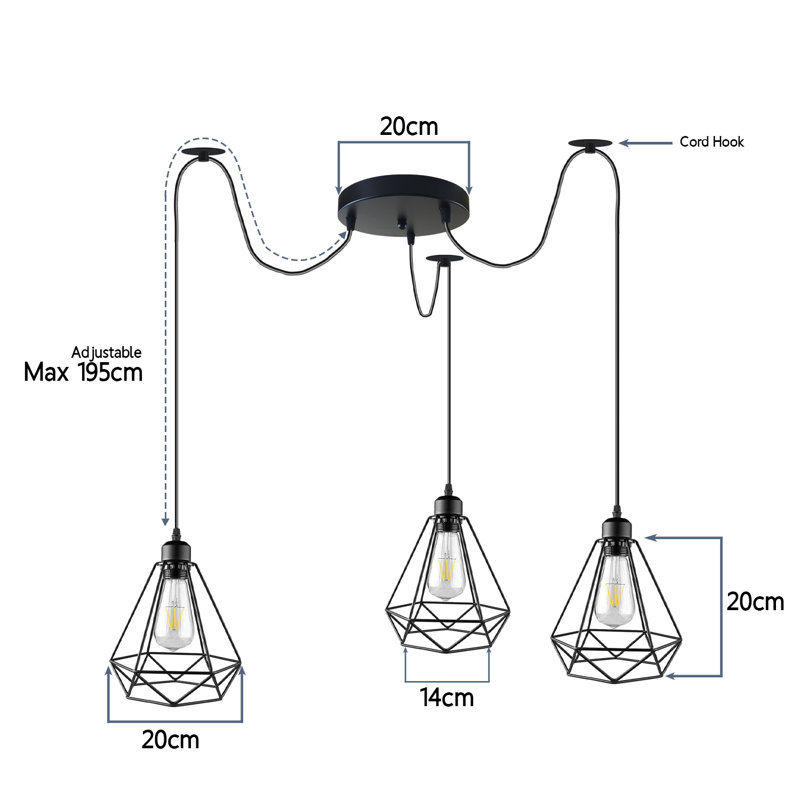 Herrell 3 - Light Black Cluster Pendant, Yes