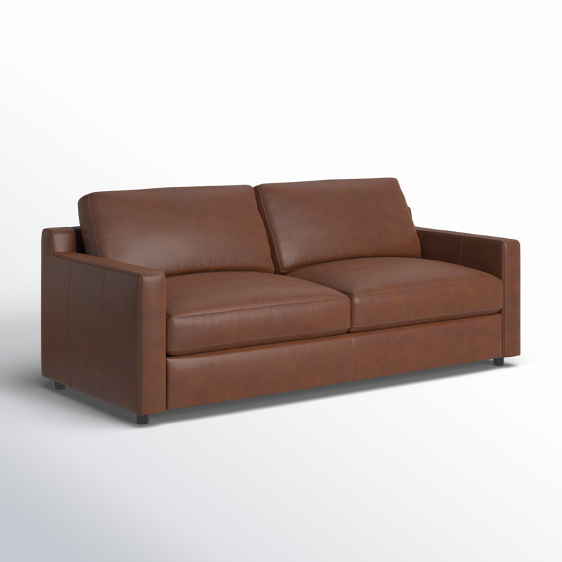 Belgrade 84'' Top Grain Leather Sofa, Vintage Brown Top Grain Genuine Leather