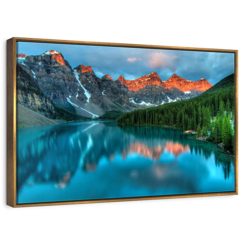 Tranquil Moraine Lake, Cadre flottant doré, 13 po x 9 po