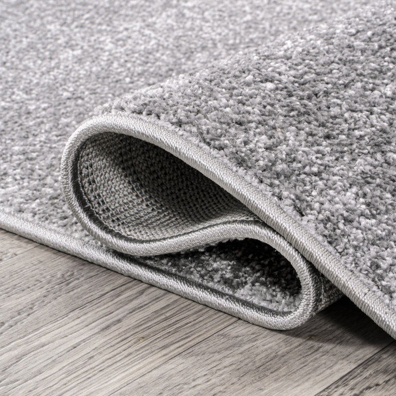 Asal Haze Solid Low-Pile Gray Rug, Runner 2' x 12'
