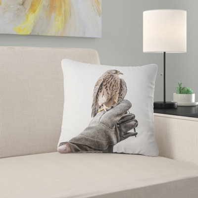  Coussin abstrait avec un faucon assis sur un fauconnier