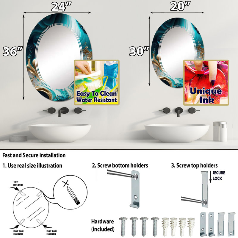 Miroir mural puyan, 36 po x 24 po