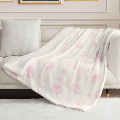 Juicy Couture Plush Reversible Sherpa Throw Blankets