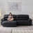 Black Faux Leather Modular Sofa cushion couch-1272597975