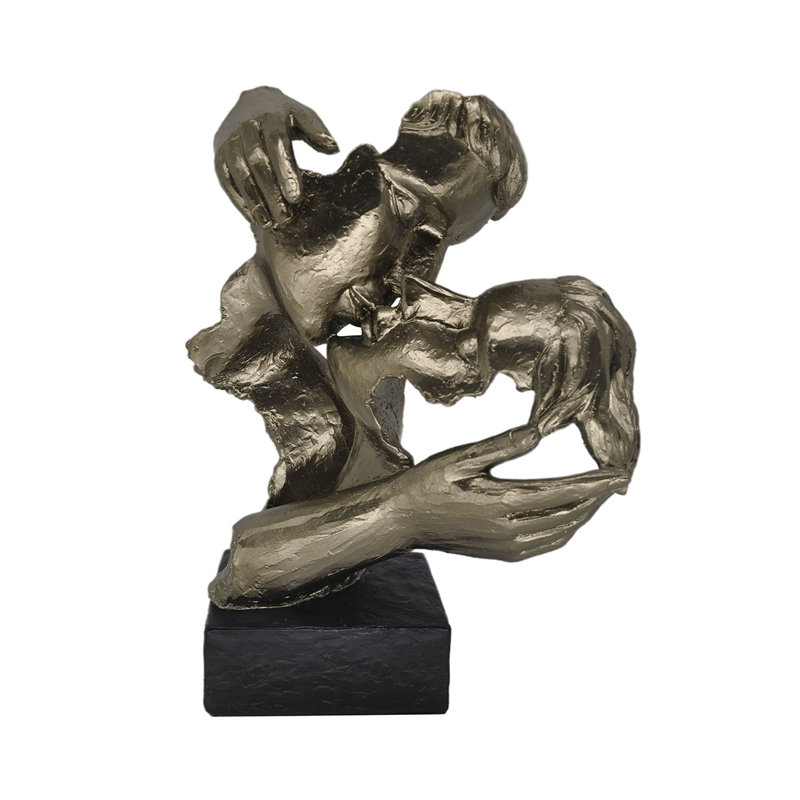 Polyresin Kissing Couple Figurine for the Living Room, Classy Sculpture Home Decor, 38" H x 26" W x 13.5" D, Bronze