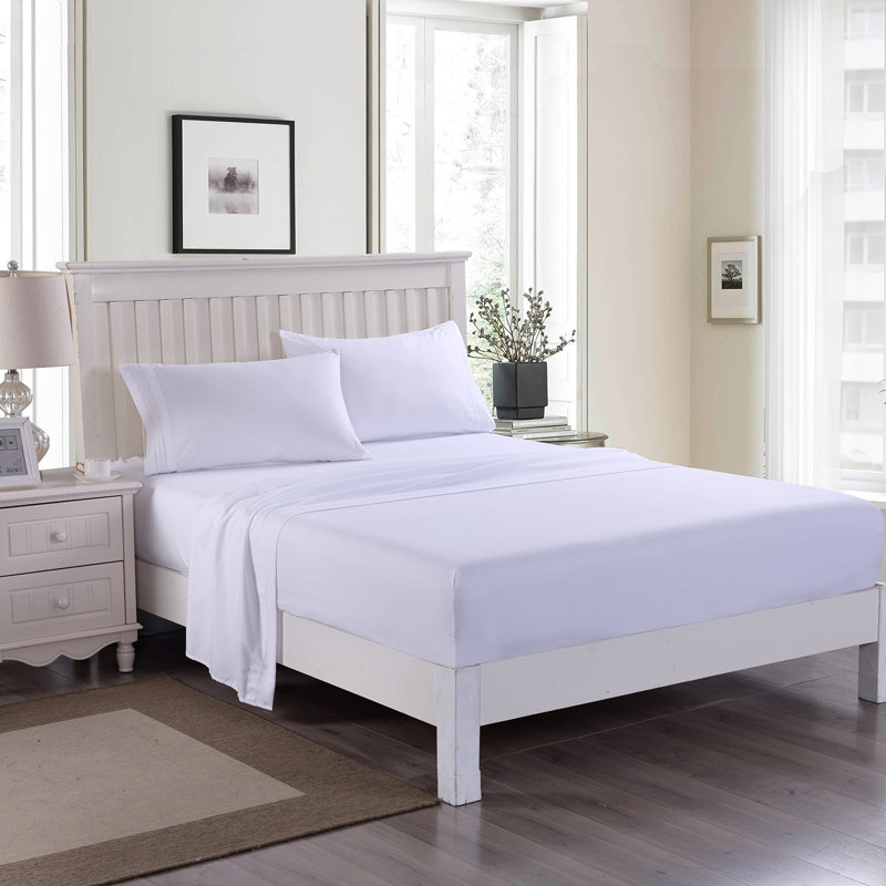 D-BSS4-E-20220419 Microfiber Sheet Set, Full Sheet Set + 1 Fitted Sheet + 2 Pillowcases, White