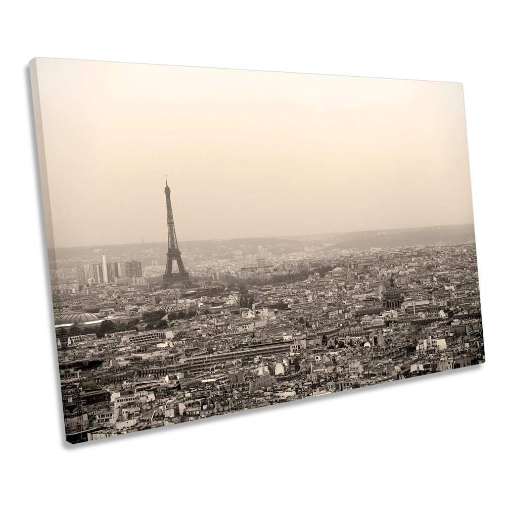 Paris Skyline City Eiffel Tower France - Wrapped Canvas Print