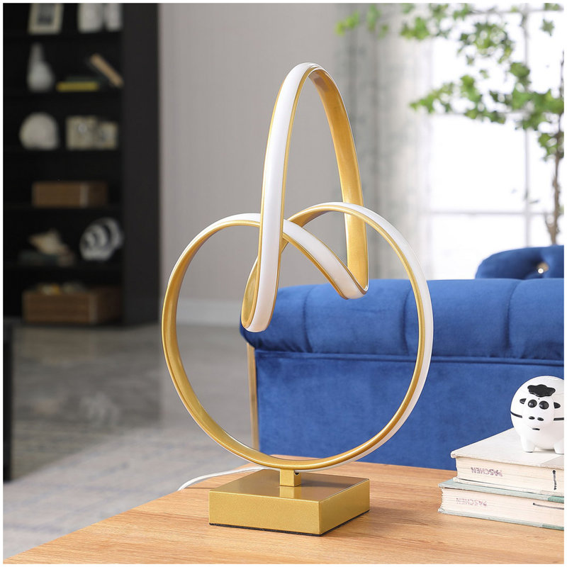 19" In Abstract Infinity Matte Gold Modern Table Lamp