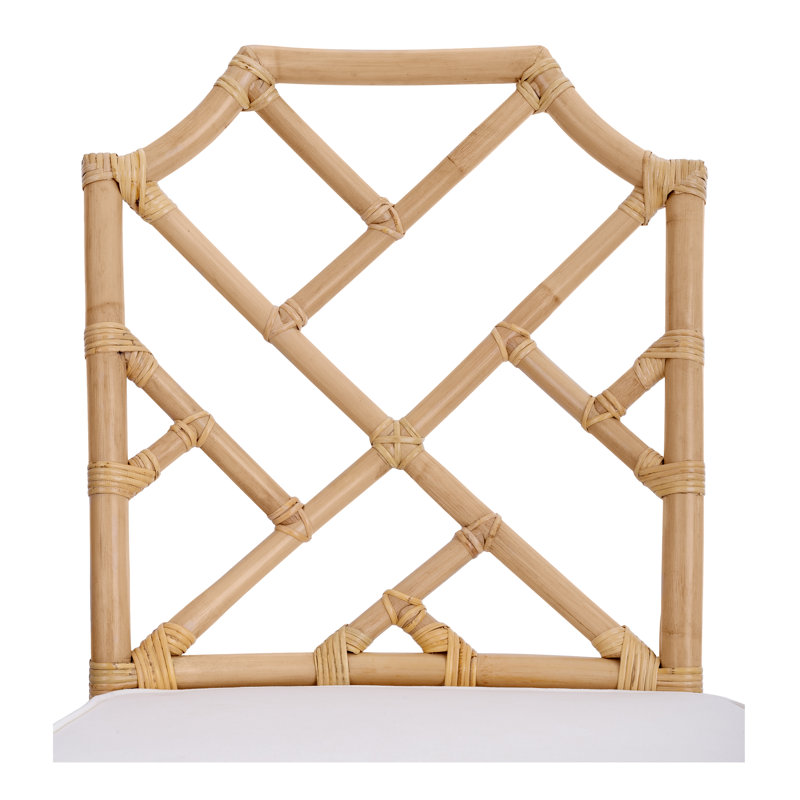 Natural Rattan Cross Back Side Chair with White Cushion
