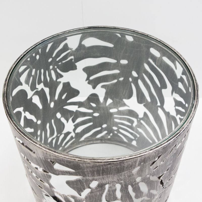 Marcelle Glass Top Pedestal Side Table Set