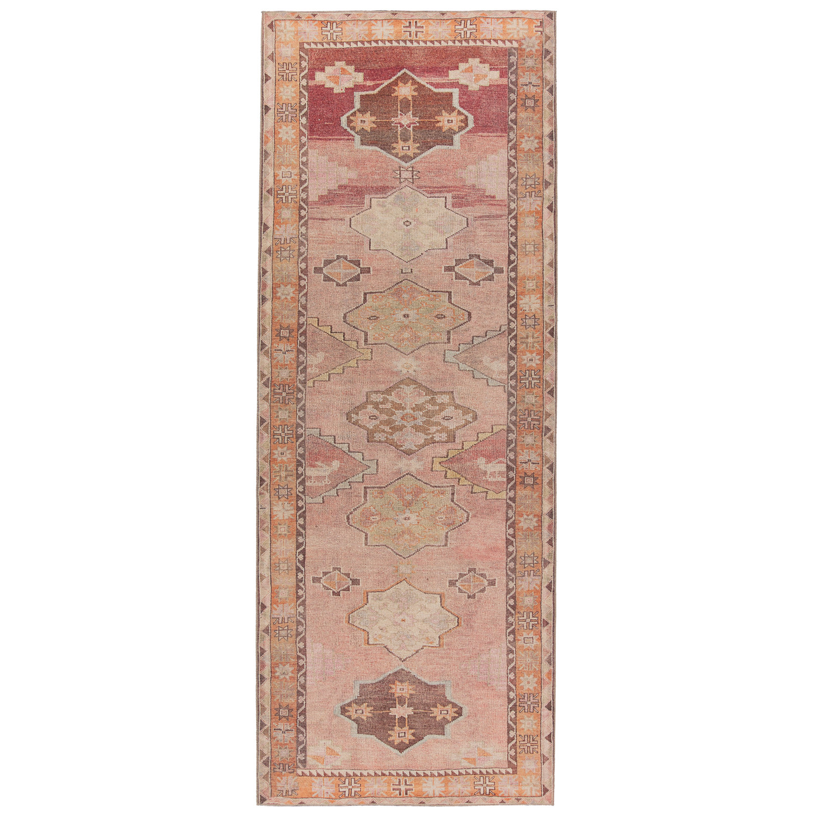 Debary Machine Washable Performance Orange/Pink/Brown Rug, Runner 3' x 8'
