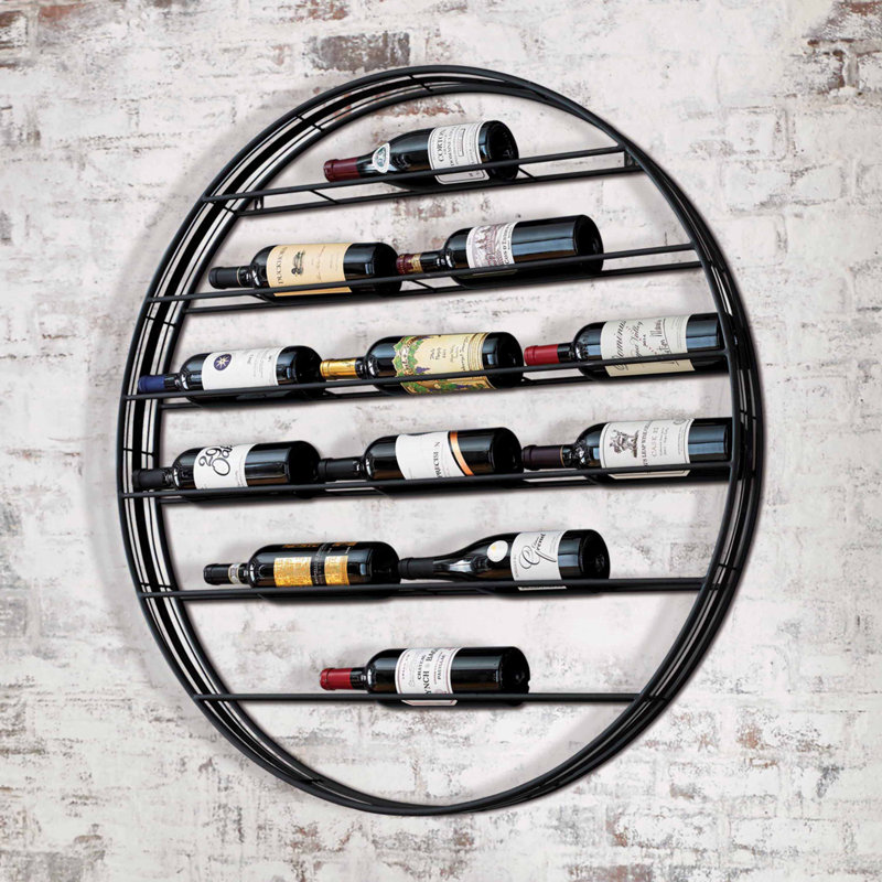Black Powder-Coated 12-Bottle Wall Mounted Wine Rack