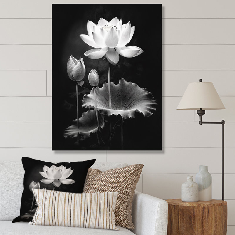 Symphonie de lotus gris gris I, Toile tendue, H 32 po x l 16 po x P 1 po