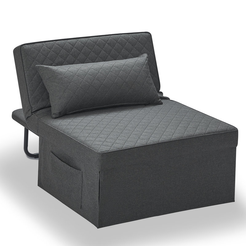 Evaliah Single 34'' Upholstered Convertible Sofa, Gray Polyester