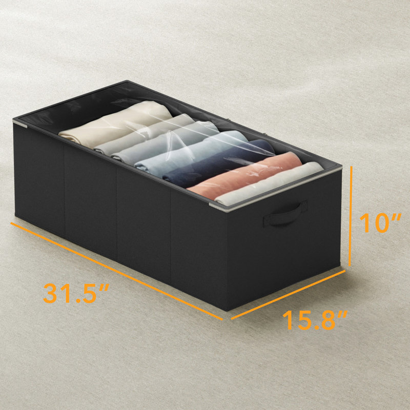 3-pack 10" High Underbed Storage Containers With Lids, Large Storage Organizer Bins For Bedroom, Dorm, Clothes, Closet, Bed Sheets, And Blankets