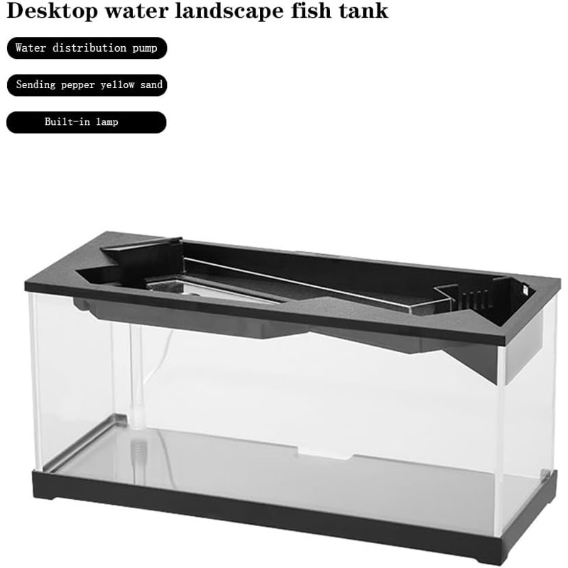 Aquarium de bureau en acrylique avec couvercle et pompe à eau intégrée - Habitat transparent pour poissons, crevettes, tortues et reptiles