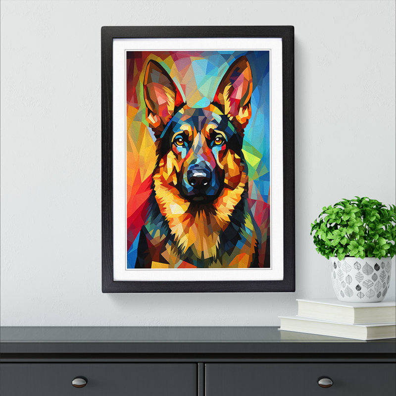 German Shepherd Orphism - Framed Print, Black, 46cm H x 34cm W x 2cm D