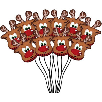 The Holiday AisleÂ® Christmas Reindeer 26 Inch Mylar-foil Balloon Pkg/10 -  140B568F945B4740BA78259B8FF01C8B