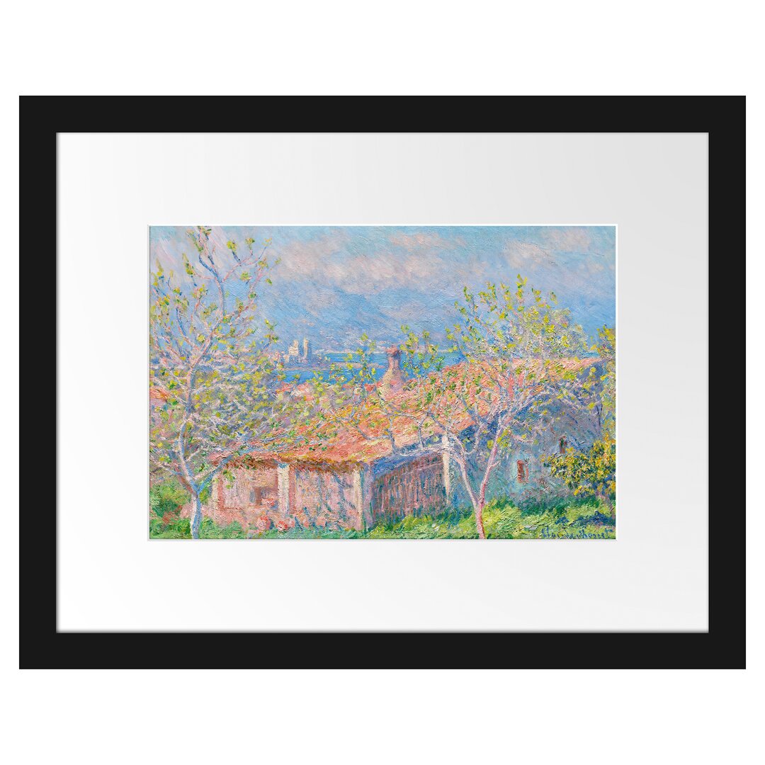 Gerahmtes Poster Gardener Cottage in Antibes von Claude Monet