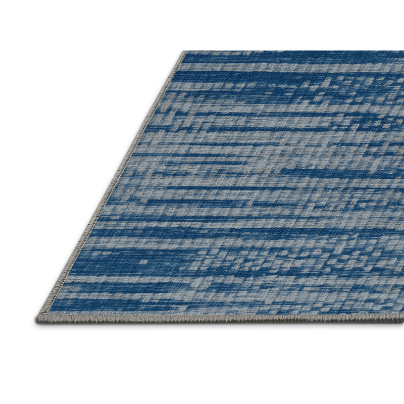 Washable Digital Wave Pattern Coastal Area Rug, Runner 2' x 5'