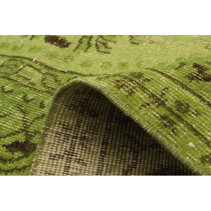 One-of-a-Kind 5'1" X 8'10" 1980s Wool Area Rug in Green