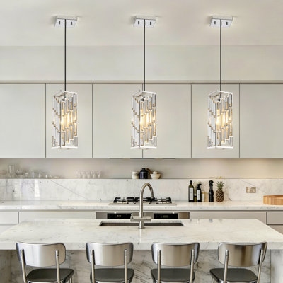Crystal Chrome Pendant Lights Kitchen Island 1 Pack