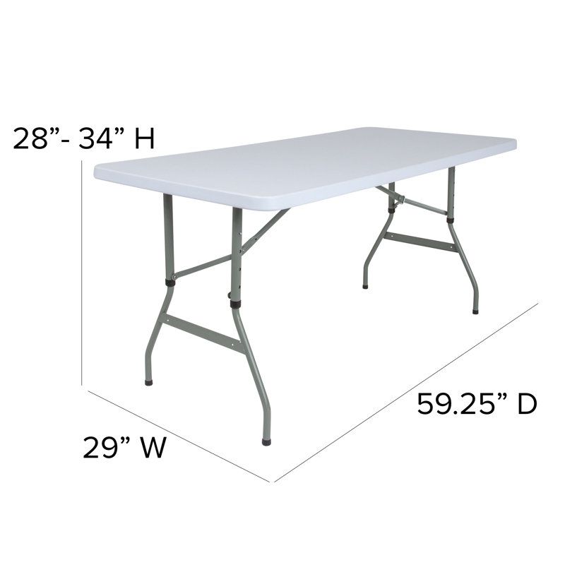 Adjustable Gray Metal Frame White Plastic Folding Table