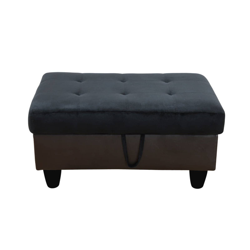Repose-pieds de rangement en PVC bleu foncé et brun