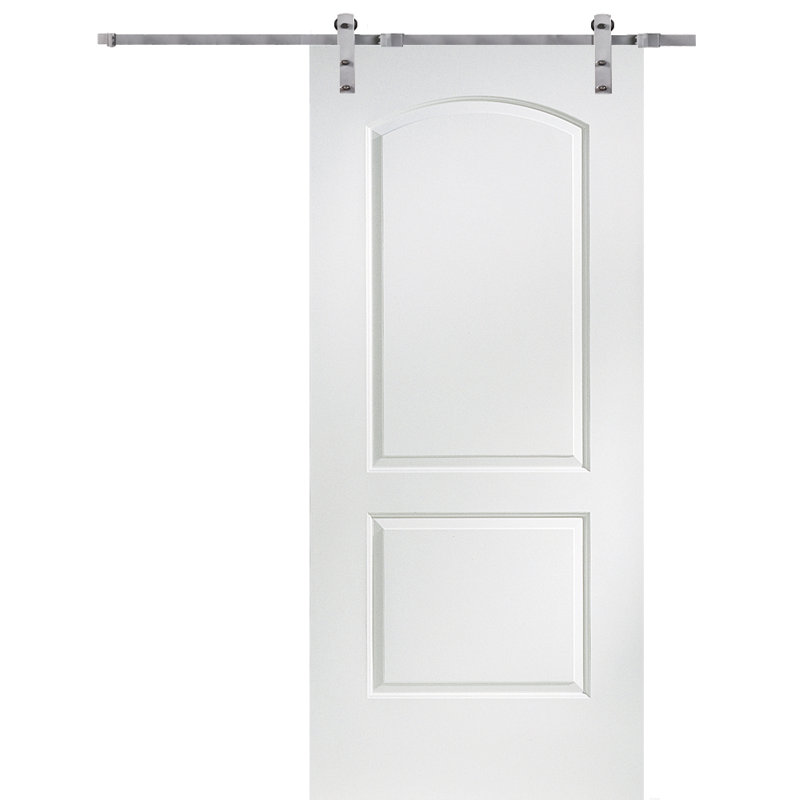 Porte de grange à panneaux en bois avec ensemble de quincaillerie d’installation Caiman, Acier inoxydable, 30 po x 80 po
