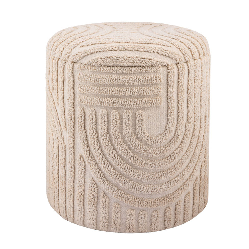Decorative Stool with Storage Space, Round, 40 x 45cm, Beige, Boho