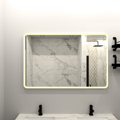 Miroir rectangulaire à DEL pour meuble-lavabo - brouillard, réglages personnalisables et cadre élégant éclairé avec brouillard