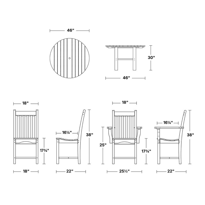 Ensemble de table ronde 46 po avec chaises d'appoint Classic 5 pièces, Rouge cardinal