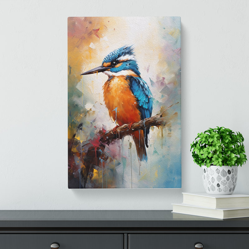 Kingfisher Impressionism - Wrapped Canvas, 60cm H x 40cm W x 3cm D