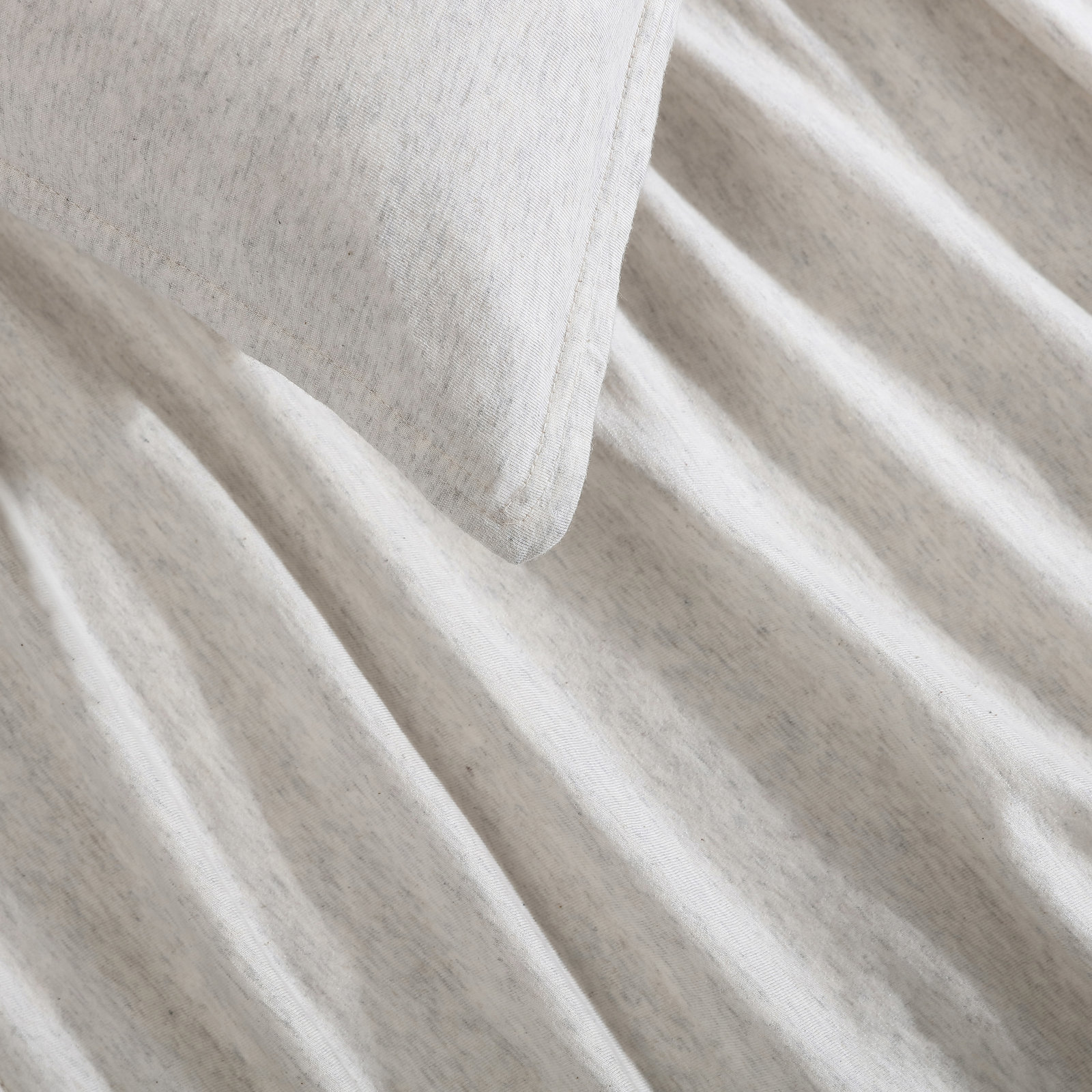 Modern Cotton Melange Cotton Duvet Cover Set, Ivory/Gray, Queen Duvet Cover +  2 Standard Shams