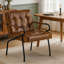 Fauteuil d'appoint rembourré en cuir avec coussin épais 21,3 po Mid-Century-530029640