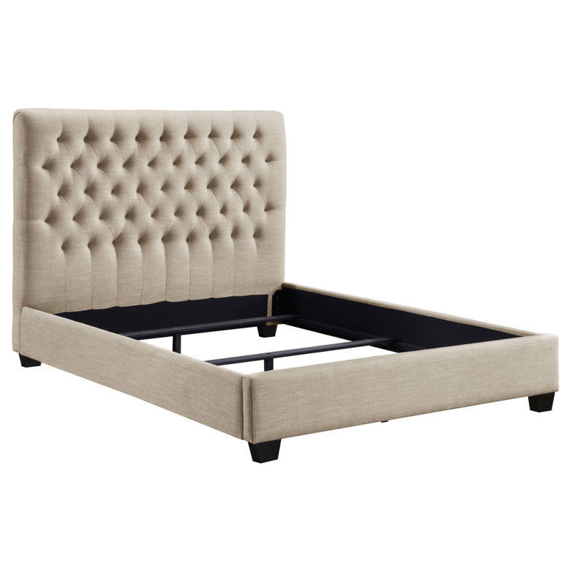 Saintes Tufted Upholstered Full Wingback Bed, Full