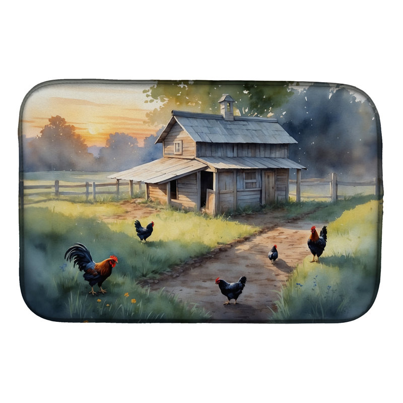 Chicken Coop at Dawn Dish Drying Mat