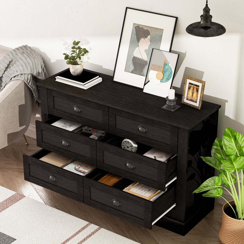 Commode 6 tiroirs Eshmaal, Gris foncé