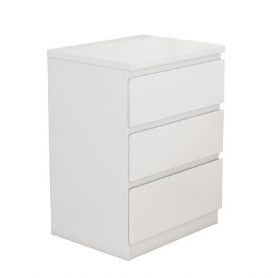 19.7-Inch White Nightstand with 3 Drawers, Beside Table with Drawers Handle Free Design,Thickened Top Plate,Small Side Table Storage Cabinet 3 Drawer Night Stand for Bedroom,Living Room