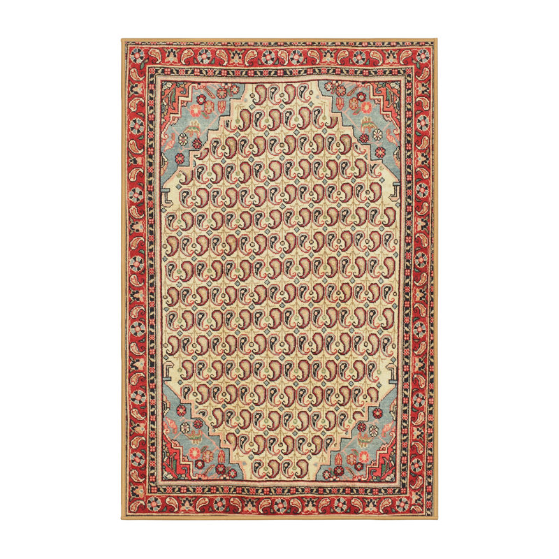 Tapis décoratif beige à motif cachemire Hope, Rectangle 5 pi x 7 pi