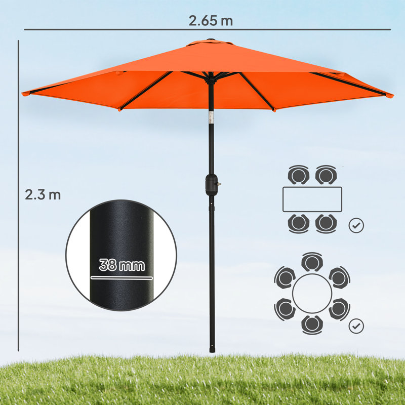 265cm Market Parasol, Orange