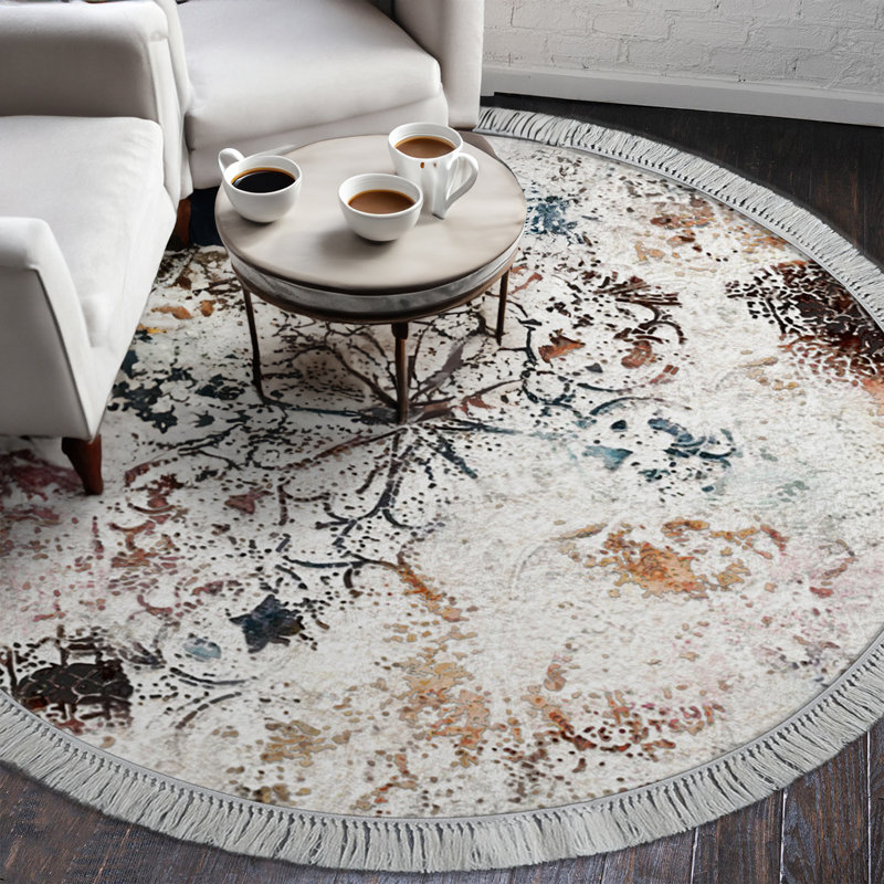 Seino Abstract Indoor Rug, Round  5'10.9" x 5'10.9" 