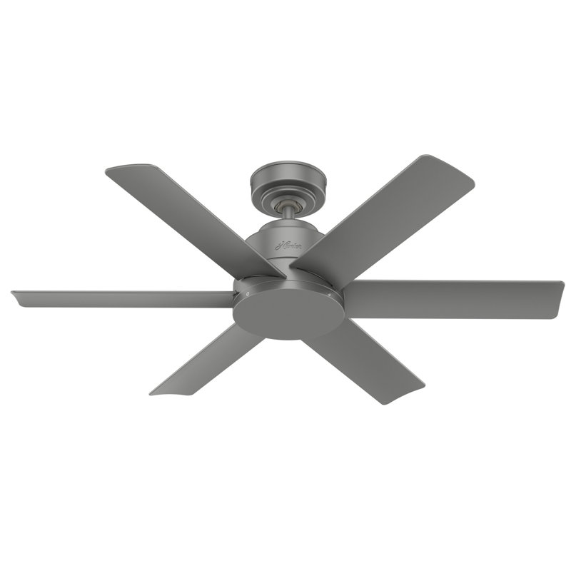 44" Kennicott 6 - Blade Modern Outdoor / Indoor Ceiling Fan with Wall Control, Matte Silver